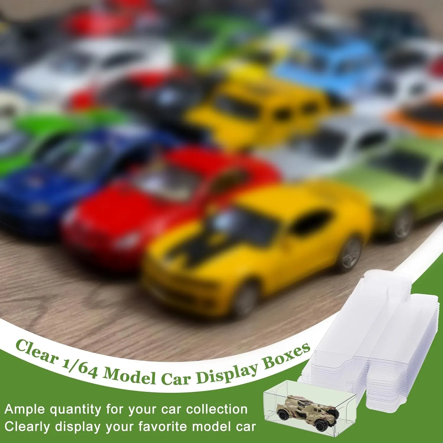 BTSKY 60 PCS 1/64 Scale Model Display Case Protector Packs Compatible With Hot Wheels Matchbox Collectors - Transparent Toy Car Boxes Square Clear PVC Plastic Diecast Display Case