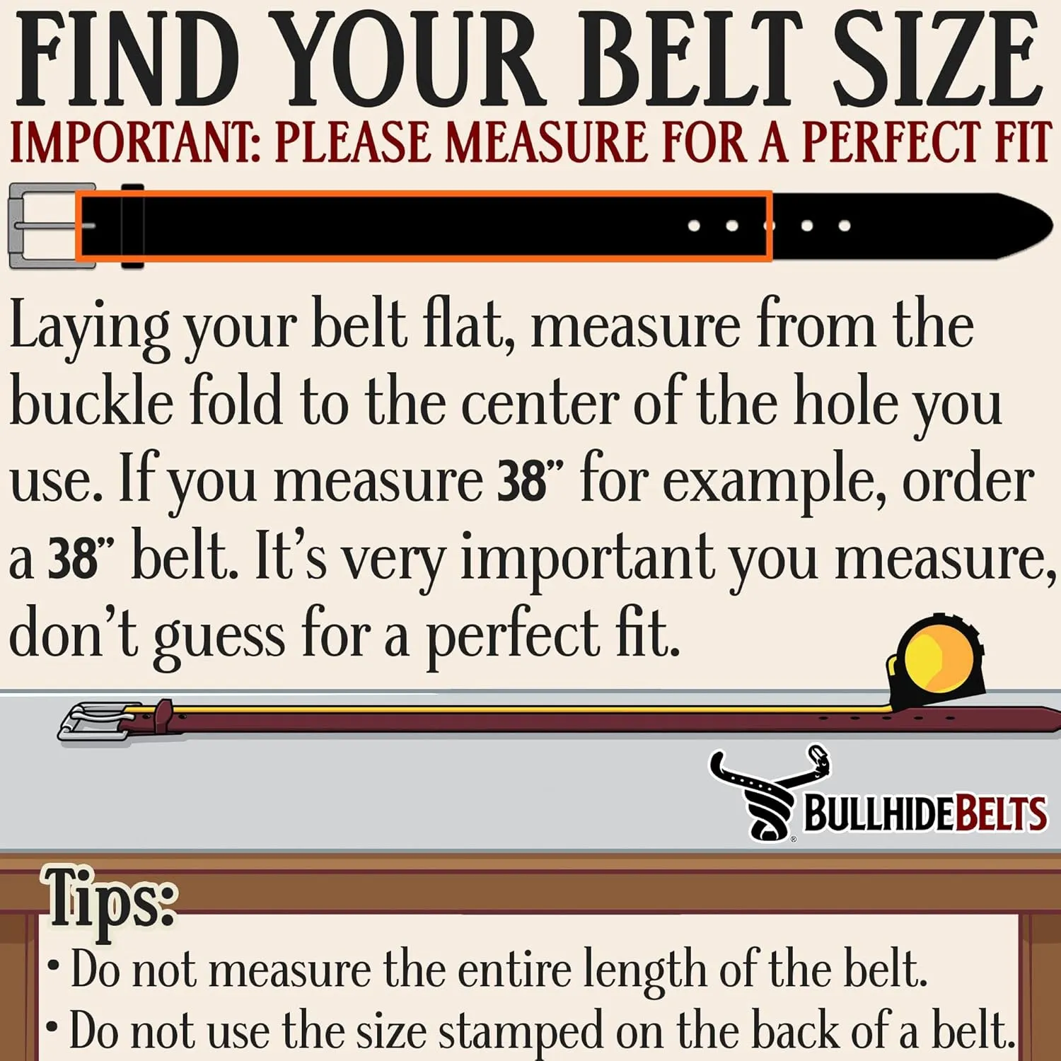 Bullhide Belts Mens Leather Belt for Casual Dress, 1.25" Wide