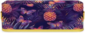 Butterfly Pineapple Plant Bathroom Storage Basket, Foldable with Handle Open Countertop Paper Towel Decorative Box, Toilet Tank Top Shelf Baskets for Home Closet Bedroom Living Room Office