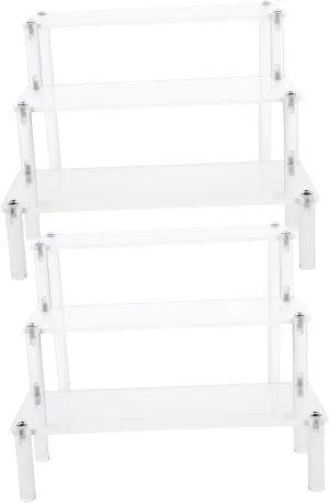 Cabilock 2pcs Clear Acrylic Display Stand Tiered Perfume Organizer Rack Transparent Display Shelf for Watches Skincare and Cosmetics Easy to Use for Home Retail Showcases