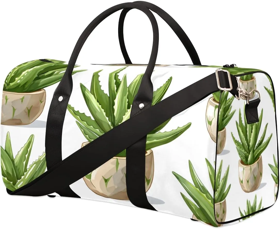 Cactus Aloe Vera Travel Duffle Bag for Women Men Gym Duffel Foldable Bag Waterproof Weekender Succulent Plant Duffle Tote