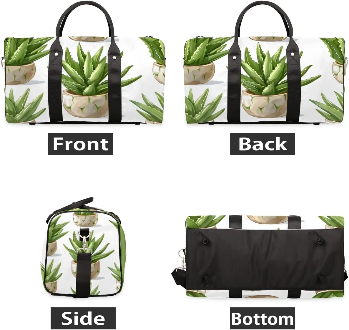 Cactus Aloe Vera Travel Duffle Bag for Women Men Gym Duffel Foldable Bag Waterproof Weekender Succulent Plant Duffle Tote