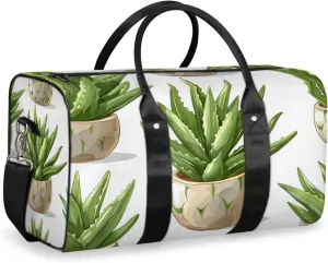 Cactus Aloe Vera Travel Duffle Bag for Women Men Gym Duffel Foldable Bag Waterproof Weekender Succulent Plant Duffle Tote