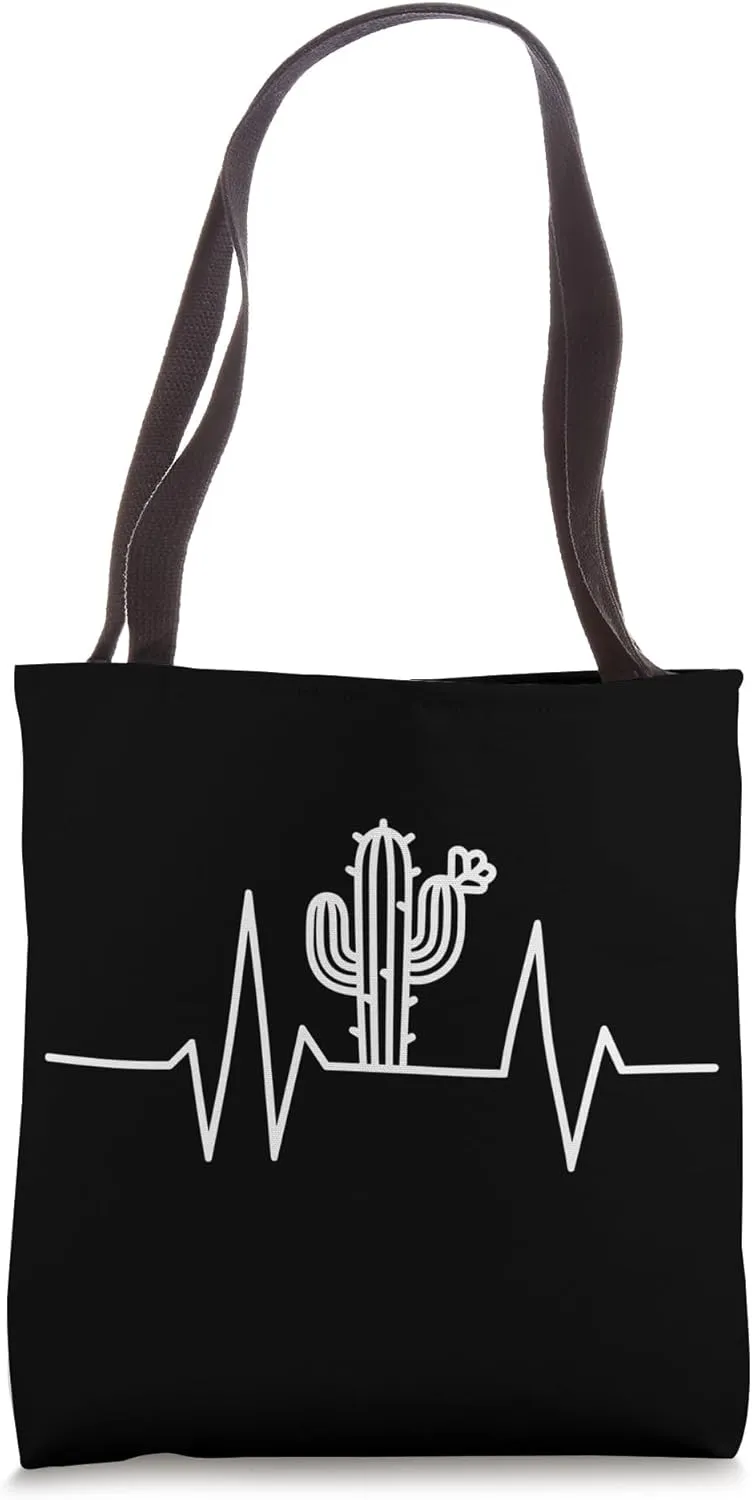 Cactus Heartbeat EKG Pulse Lover Desert Plants Cacti Tote Bag