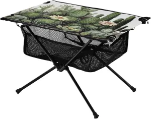 Cactus Plant Folding Camping Table Portable Camping Table with Carry Bag for Outdoor Picnic Beach BBQ