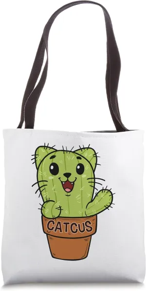 Cactus Plantation Kitten Prickly Cat Plant Houseplant Tote Bag