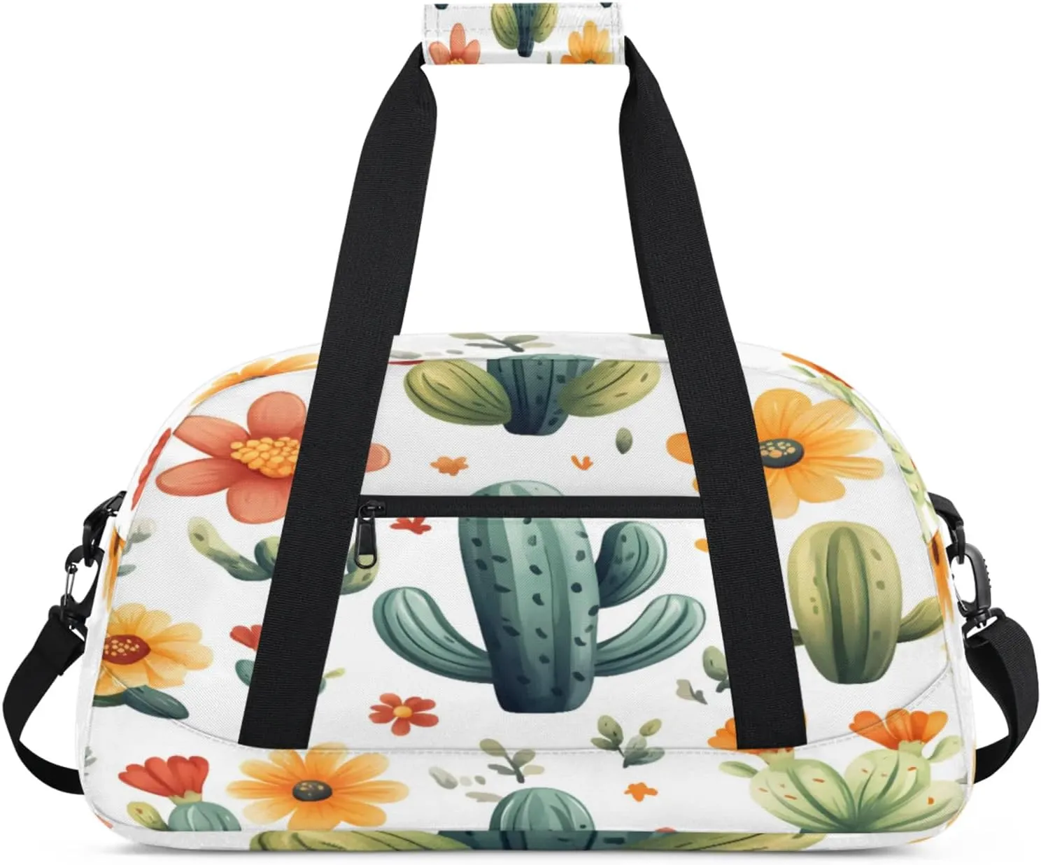 Cactus Small Gym Bag for Women Men, Tropical Plant Travel Duffle Bag Workout Dance Tote Bag Carry On Overnight Weekender Bag