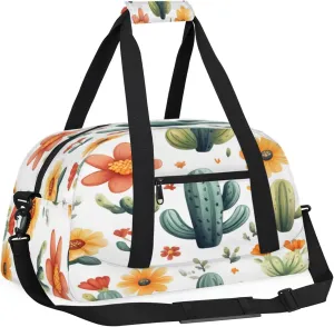 Cactus Small Gym Bag for Women Men, Tropical Plant Travel Duffle Bag Workout Dance Tote Bag Carry On Overnight Weekender Bag