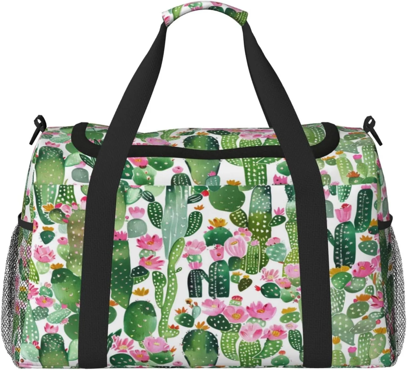 Cactus Succulent Watercolor Tropical Plant Travel Weekender Overnight Bags Foldable Hand Travel Bag Sport Gym Duffel Bag For Men Women