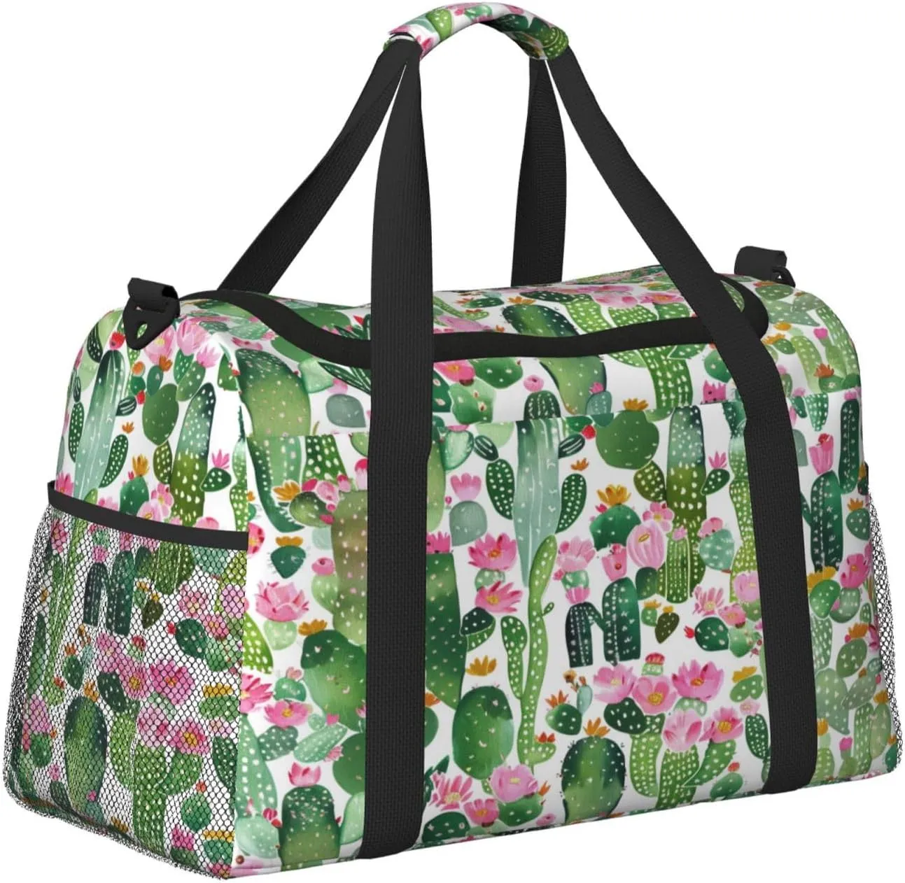 Cactus Succulent Watercolor Tropical Plant Travel Weekender Overnight Bags Foldable Hand Travel Bag Sport Gym Duffel Bag For Men Women