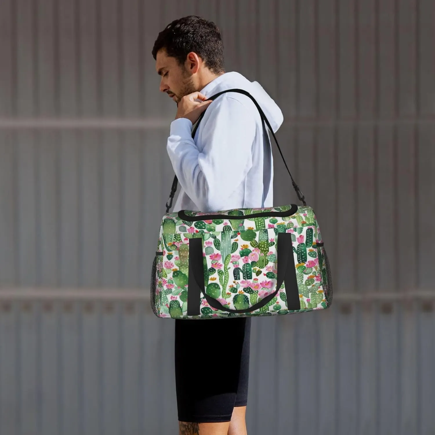 Cactus Succulent Watercolor Tropical Plant Travel Weekender Overnight Bags Foldable Hand Travel Bag Sport Gym Duffel Bag For Men Women
