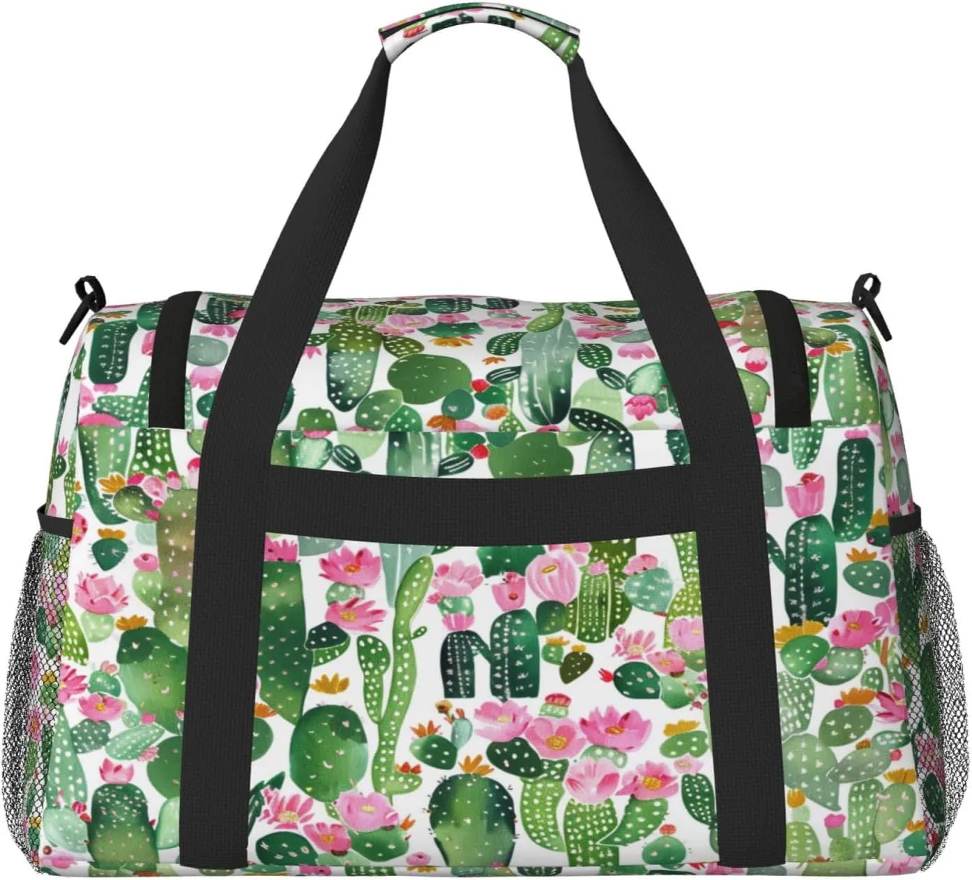 Cactus Succulent Watercolor Tropical Plant Travel Weekender Overnight Bags Foldable Hand Travel Bag Sport Gym Duffel Bag For Men Women