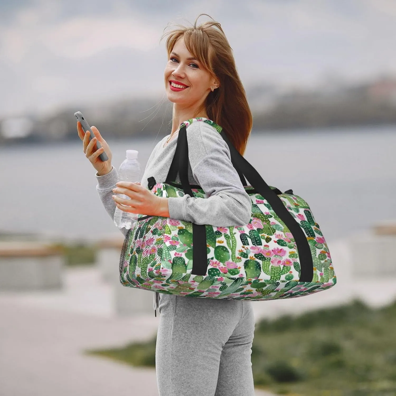 Cactus Succulent Watercolor Tropical Plant Travel Weekender Overnight Bags Foldable Hand Travel Bag Sport Gym Duffel Bag For Men Women