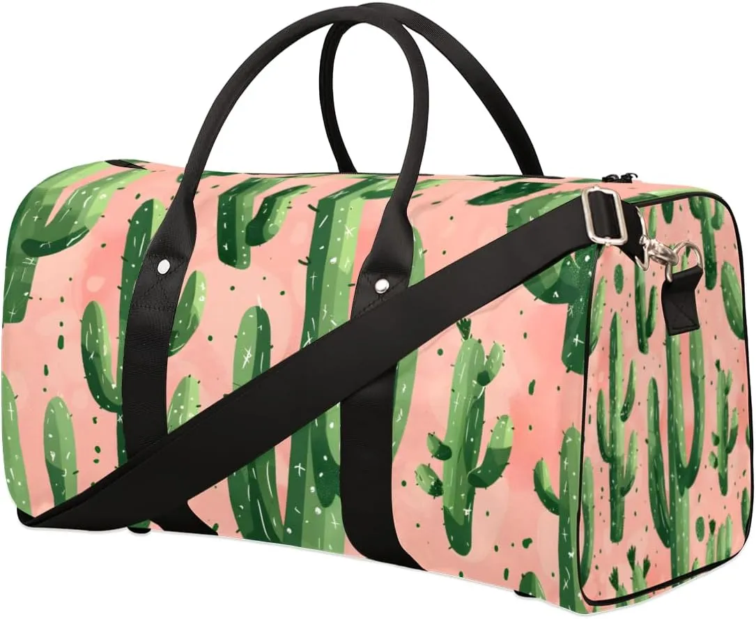 Cactus Travel Duffle Bag for Women Men Gym Duffel Foldable Bag Waterproof Weekender Tropical Desert Southwest Plant Duffle Tote
