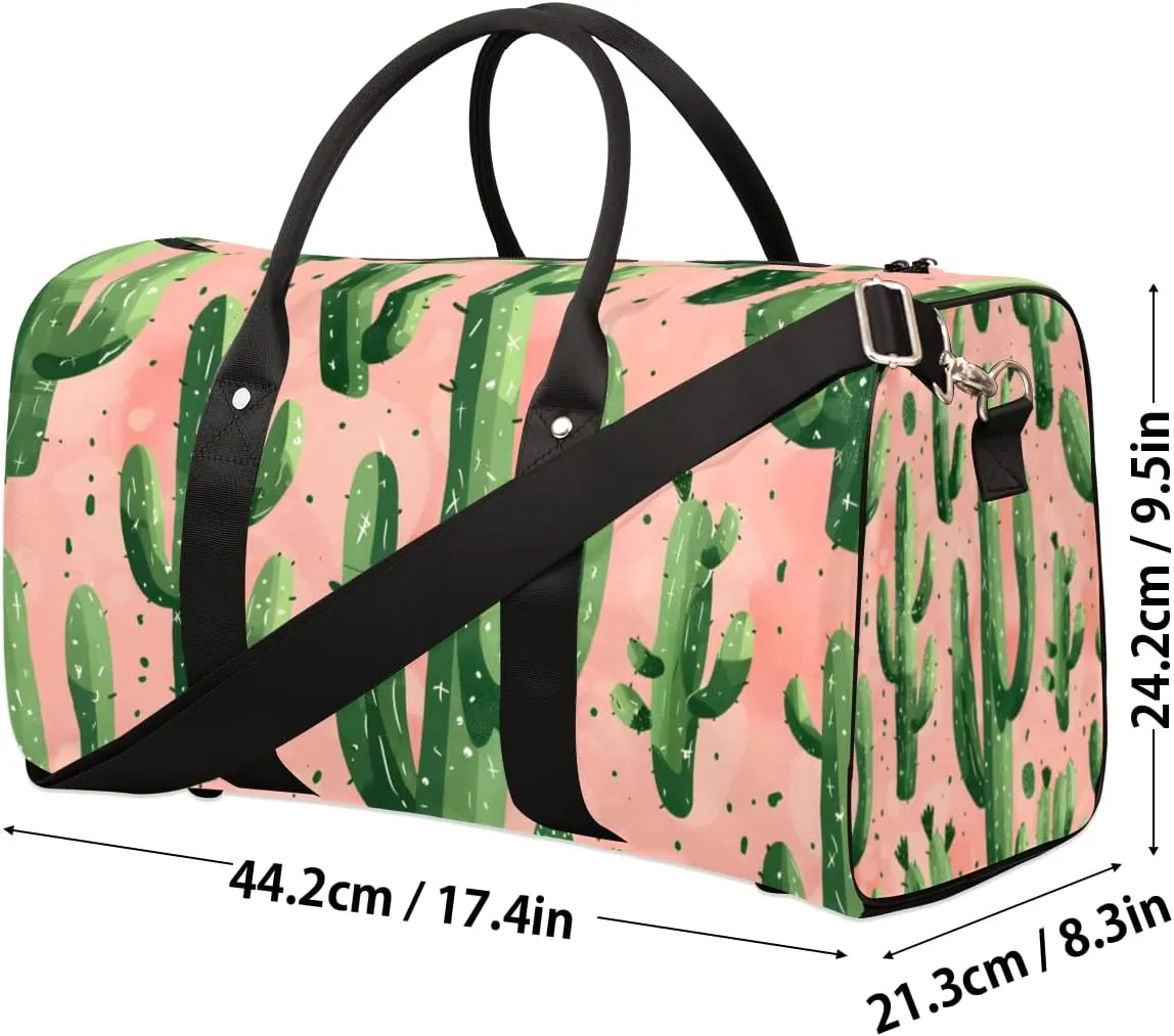 Cactus Travel Duffle Bag for Women Men Gym Duffel Foldable Bag Waterproof Weekender Tropical Desert Southwest Plant Duffle Tote