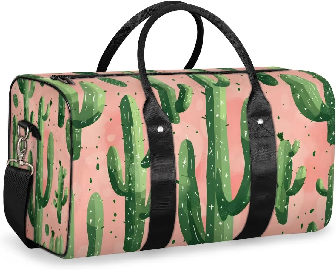 Cactus Travel Duffle Bag for Women Men Gym Duffel Foldable Bag Waterproof Weekender Tropical Desert Southwest Plant Duffle Tote