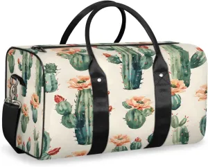 Cactus Travel Duffle Bag, Sports Gym Bags for Women Men, Carry On Weekender Overnight Bag, Tropical Plant Succulent Cacti Workout Hospital Airplane Trips Bag