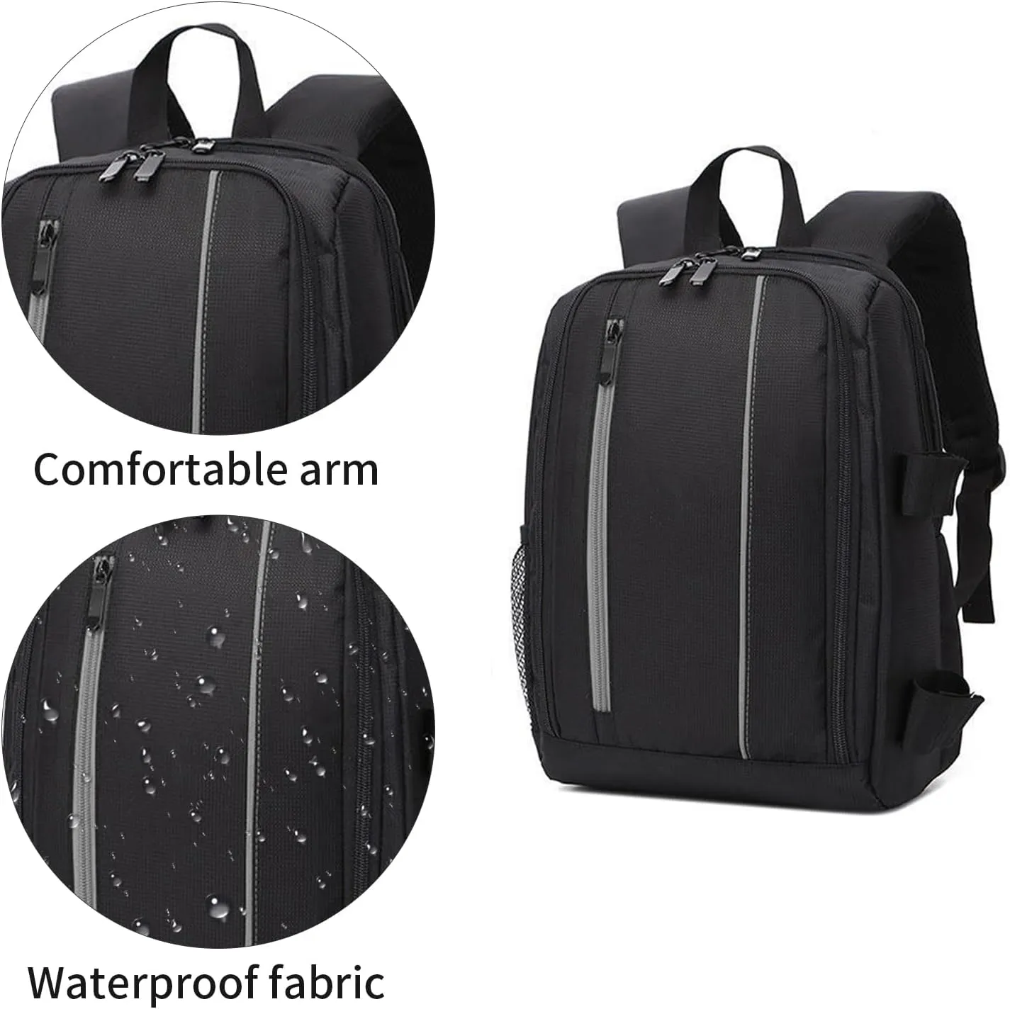 Camera Backpack for DSLR/SLR & Mirrorless Cameras – Waterproof & Anti-Theft Photography Bag with 15.6" Laptop Compartment, 9 Customizable Pockets (Black Gray, 17.7x11.8x7in)