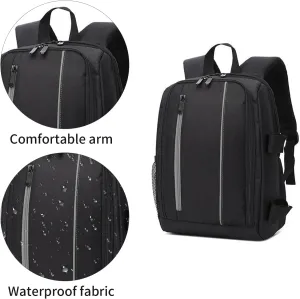 Camera Backpack for DSLR/SLR & Mirrorless Cameras – Waterproof & Anti-Theft Photography Bag with 15.6" Laptop Compartment, 9 Customizable Pockets (Black Gray, 17.7x11.8x7in)