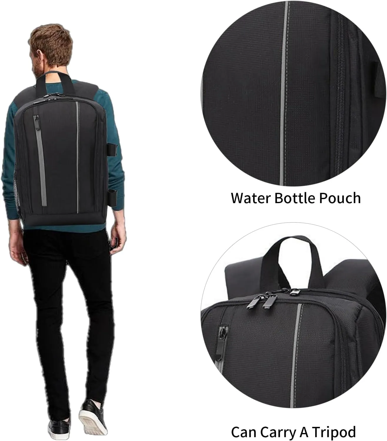 Camera Backpack for DSLR/SLR & Mirrorless Cameras – Waterproof & Anti-Theft Photography Bag with 15.6" Laptop Compartment, 9 Customizable Pockets (Black Gray, 17.7x11.8x7in)
