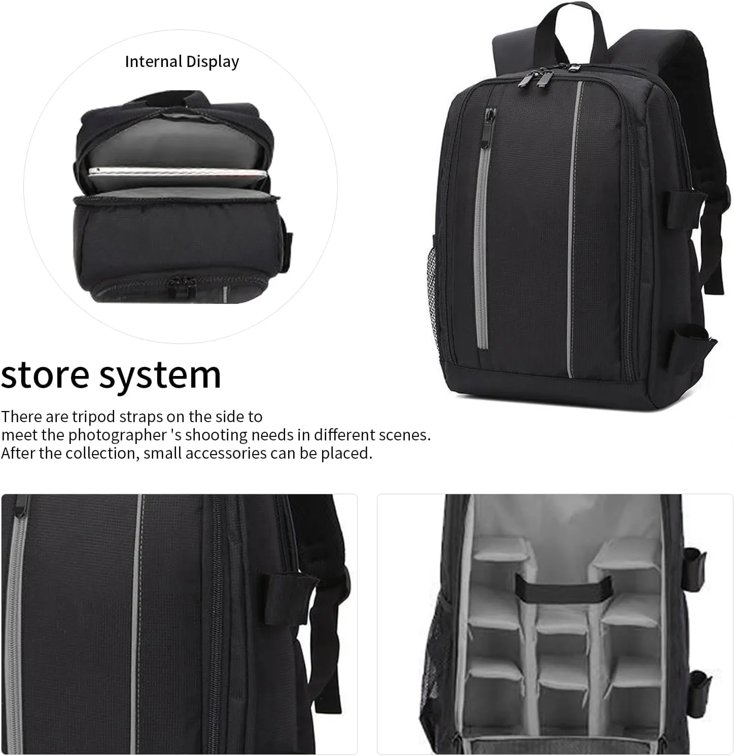 Camera Backpack for DSLR/SLR & Mirrorless Cameras – Waterproof & Anti-Theft Photography Bag with 15.6" Laptop Compartment, 9 Customizable Pockets (Black Gray, 17.7x11.8x7in)