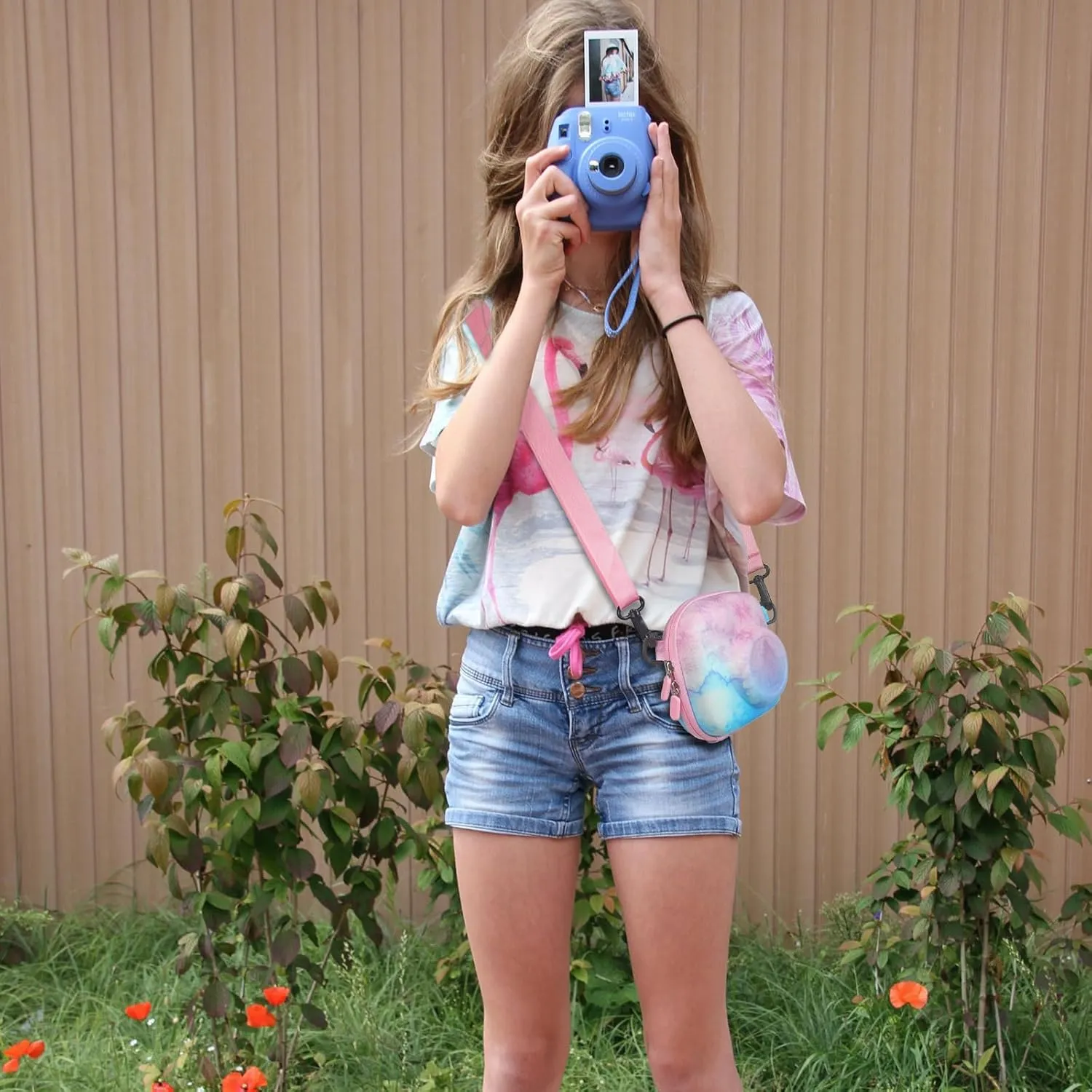 Camera Carrying Protective Bag, Hard Camera Storage Case Shoulder Bag with Shoulder Strap Compatible with Mini 99/90/40/EVO/12/11/9/8 /8/90/70/40/26 /25/7s Camera - Gradient Blue