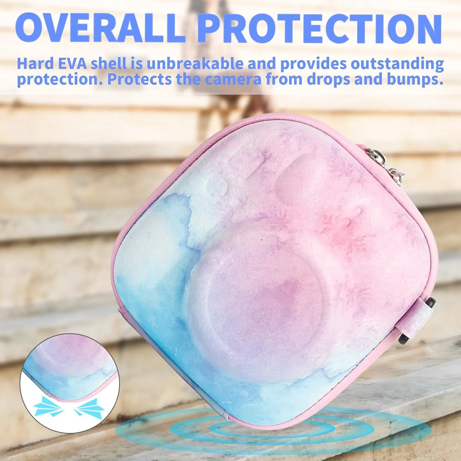 Camera Carrying Protective Bag, Hard Camera Storage Case Shoulder Bag with Shoulder Strap Compatible with Mini 99/90/40/EVO/12/11/9/8 /8/90/70/40/26 /25/7s Camera - Gradient Blue