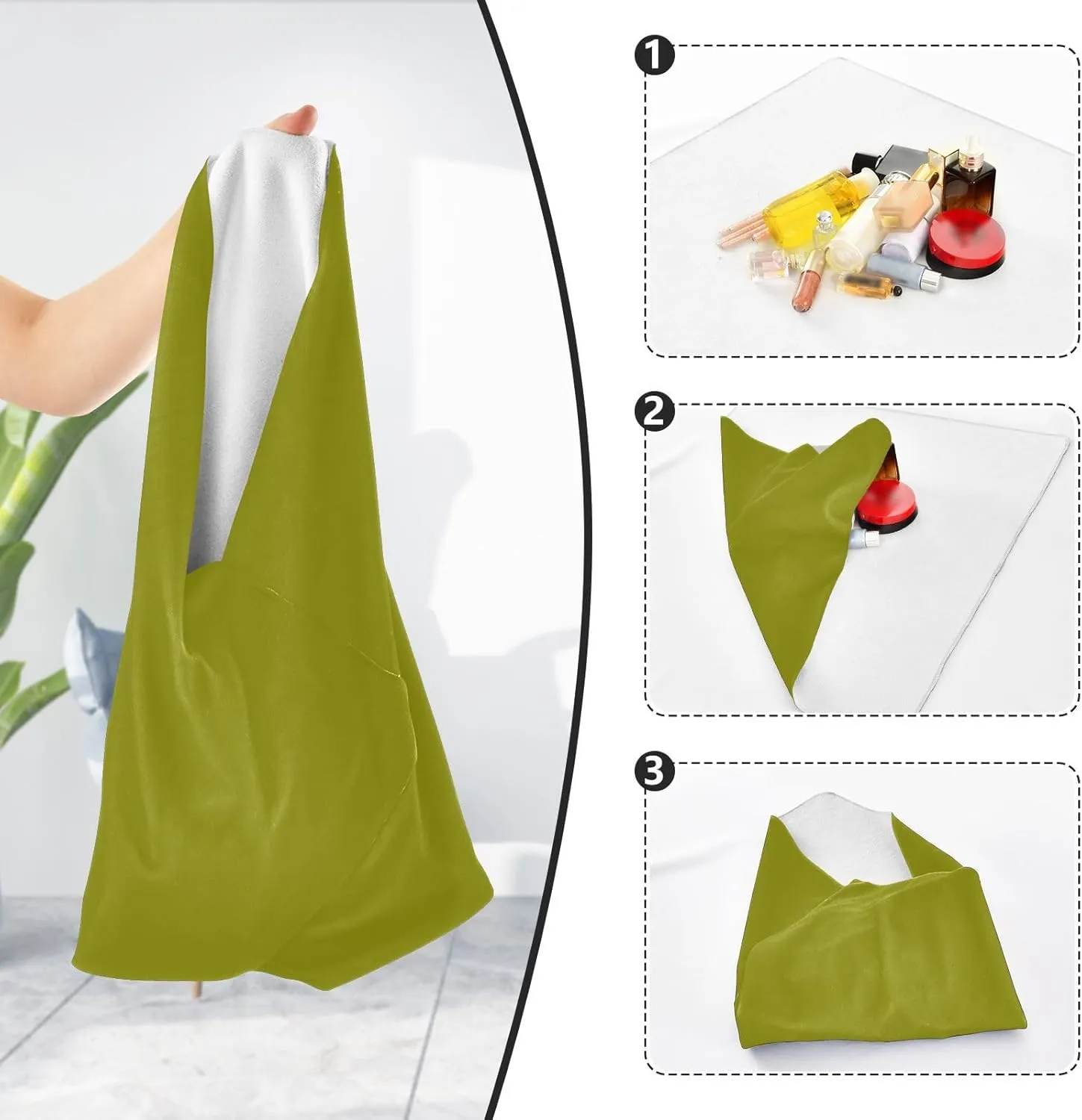 Camera Lens Wrap Cloth Olive Self Adhesive Cloth 21.7"x21.7" Anti Scratch Equipment Wrap Storage Pouch