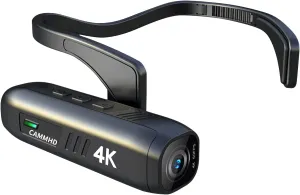 CAMMHD-C2 4K Head Mounted Camera, Anti-Shake Video Cameras APP Control,2200mAh Battery Work 5Hrs, Body Camera with Audio and Video Recording for Home,Travel, Meeting(128G TF Card Included)