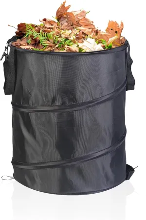 Camping Trash Can 34cm Diameter 10 Gallons Large Clip Model Dark Green Oxford Cloth Collapsible Waste Bag Portable Camping Trash Can for Balcony Gar Camping(Black)