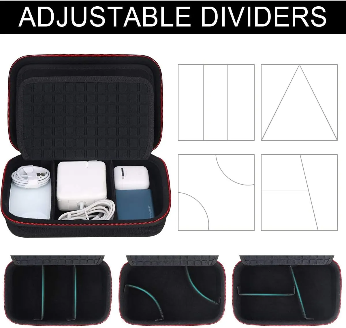 Canboc Hard Travel Electronic Organizer Case for MacBook Power Adapter Charger, Cable, Mouse Power Bank, Apple Pencil, USB Flash Disk, SD Card, Small Portable Accessories Bag, Black