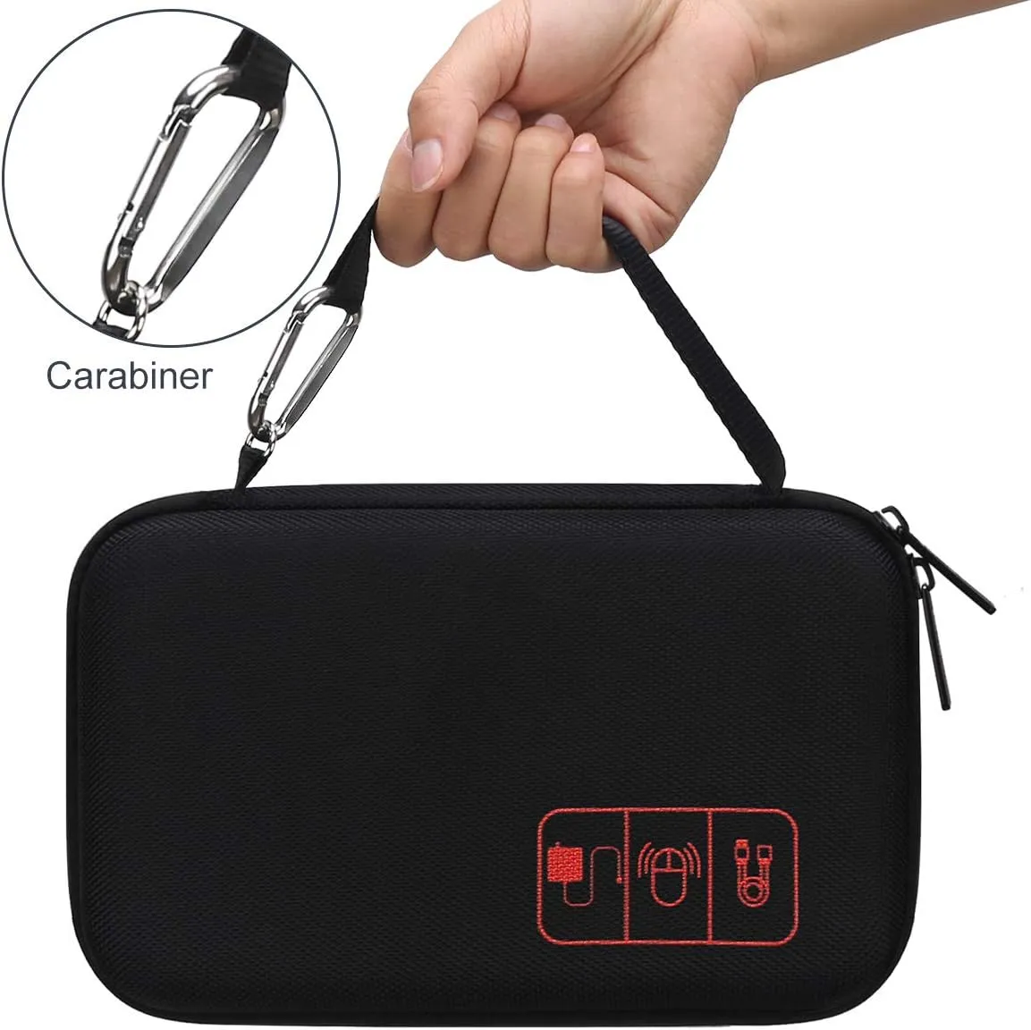 Canboc Hard Travel Electronic Organizer Case for MacBook Power Adapter Charger, Cable, Mouse Power Bank, Apple Pencil, USB Flash Disk, SD Card, Small Portable Accessories Bag, Black
