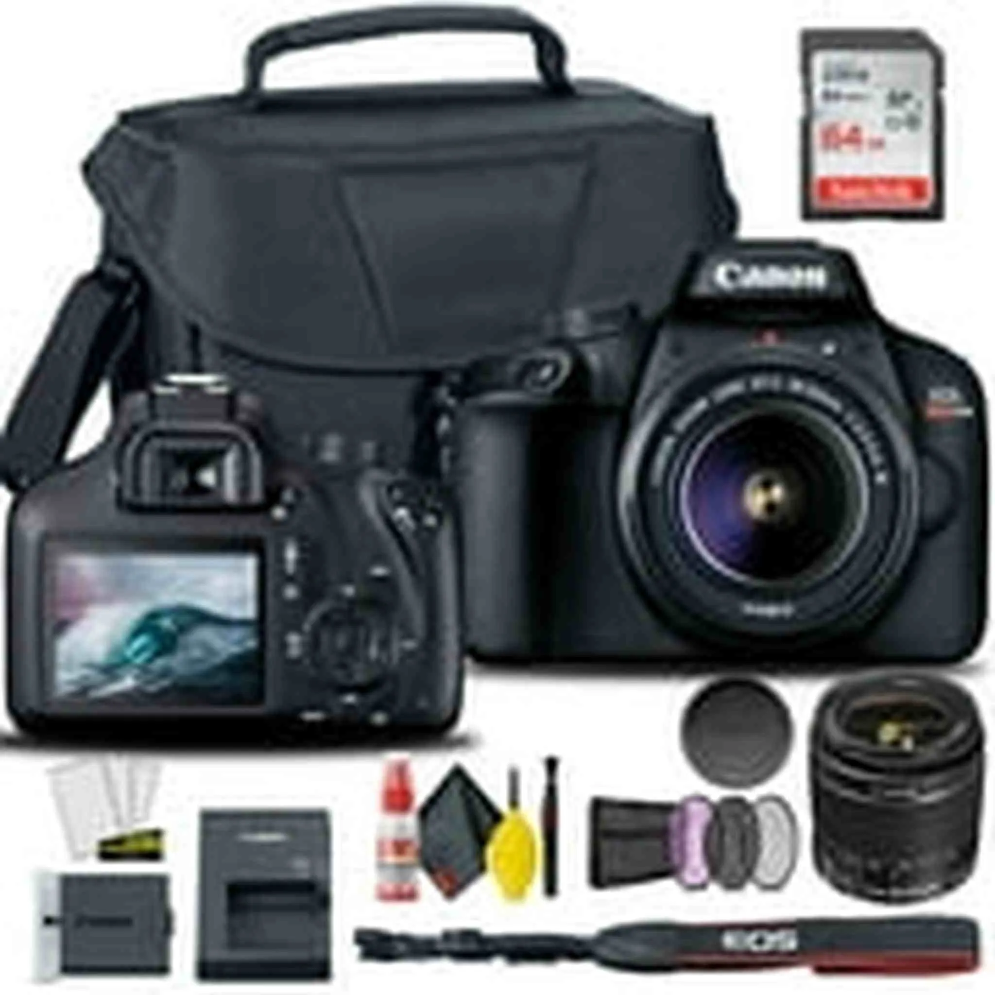 Canon EOS 4000D / Rebel T100 DSLR Camera with 18-55mm Lens 58mm Filters Intl Bundle