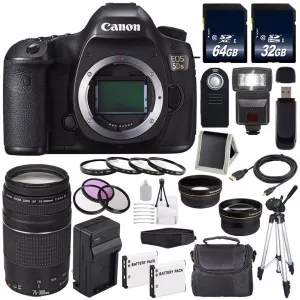 Canon EOS 5DS DSLR Camera (International Model) 0581C002   Canon EF 75-300 III  LP-E6 Replacement Battery   Charger   64
