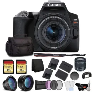 Canon EOS Rebel SL3 DSLR Camera with 18-55mm Lens (Black) Bundle with 2x32GB Memory Card   Battery for CanonLPE17   LCD