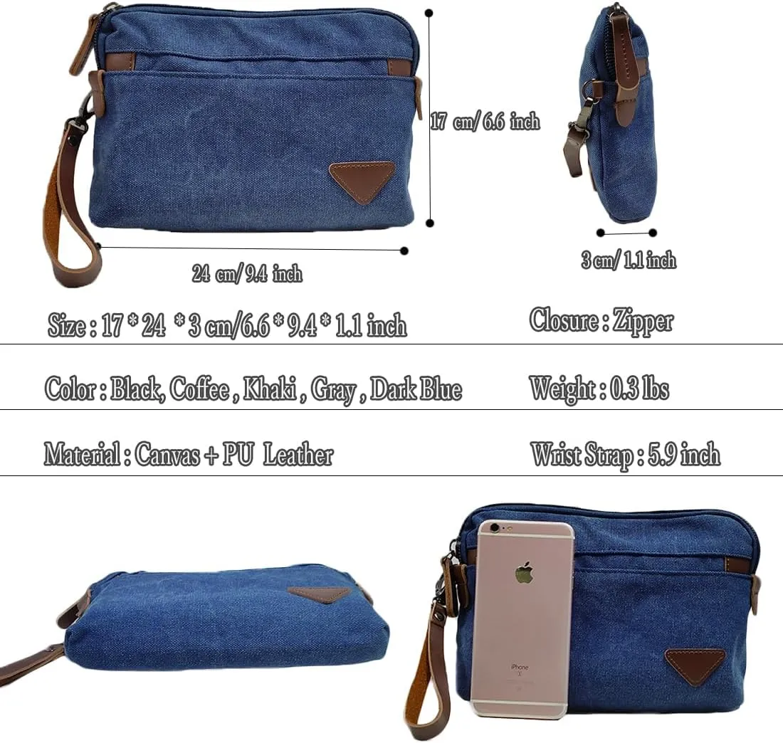 Canvas Smartphone Wristlets Bag Clutch Bag Wallet Purse Zipper Pouch Handbag