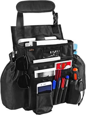 Car Front & Back Seat Organizer with Dedicated Tablet/Laptop Compartment, Passenger Seat File Storage with Cup Holder, Adjustable Backrest, and Padded Shoulder Strap