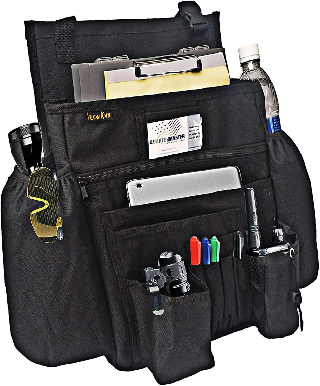 Car Front Seat Organizer - Car File Organizer, Passenger Seat Storage Bag Law Enforcement - Vehicle Storage with Dedicated Laptop Tablet Holder Cup Holder, Black