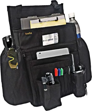 Car Front Seat Organizer - Car File Organizer, Passenger Seat Storage Bag Law Enforcement - Vehicle Storage with Dedicated Laptop Tablet Holder Cup Holder, Black
