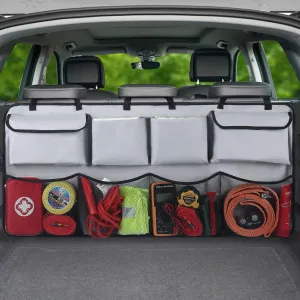 Car Trunk Organizer & Backseat Hanging Organizer with 8 Large Storage Bags - Super Capacity with 30% Extra Storage Space for SUVs,Trucks,Vans -Ultimate Car Organization for a Clutter-Free Space-Grey