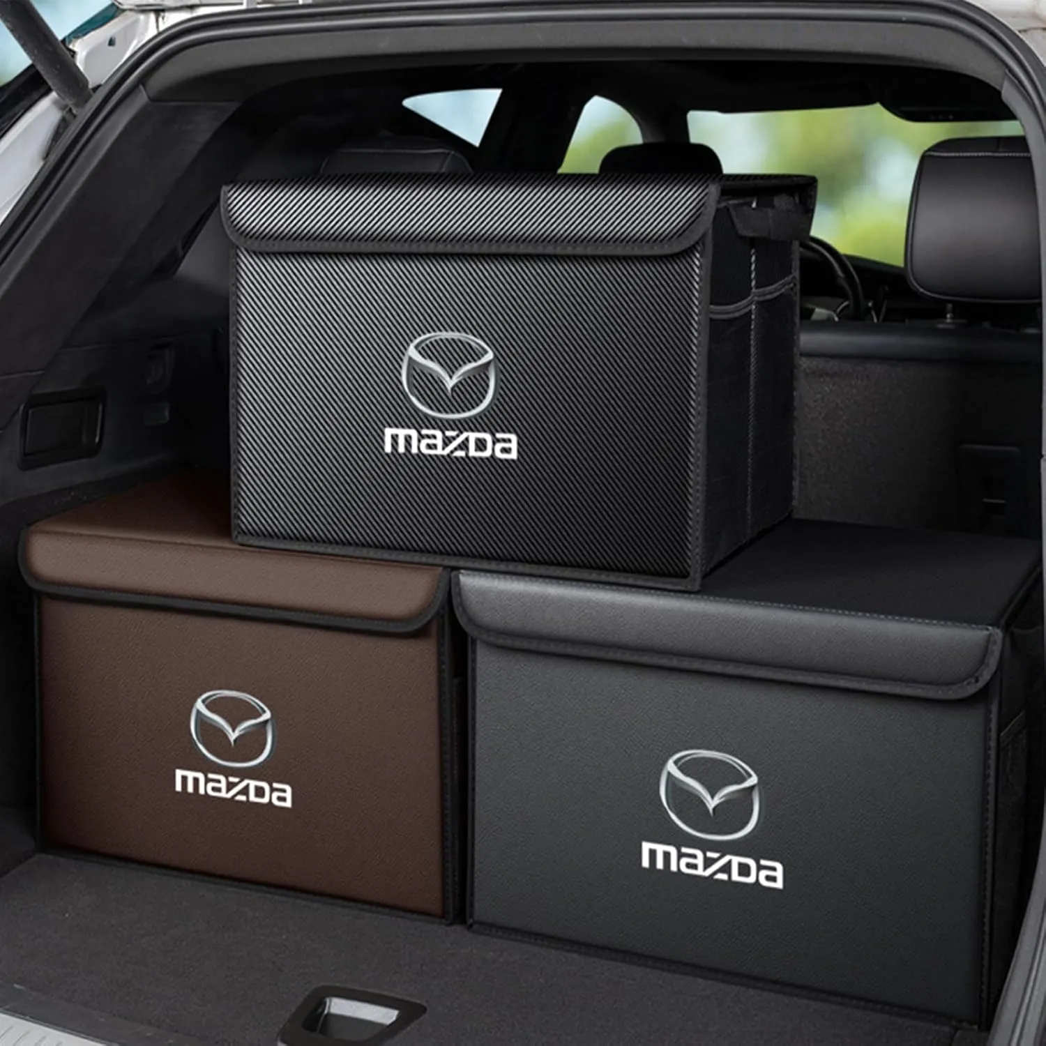 Car Trunk Organizer for Mazda 2 DJ 2nd Facelift 2023 - Thickened Car Boot Tidy Storage Box Tailor-made Lidded Storage Bins for Home Car Outdoor Camping Travel,B