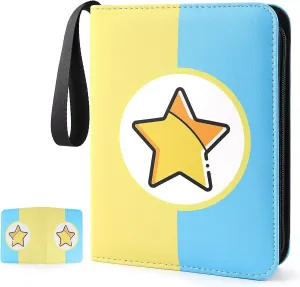 Card Binder 4-Pockets, 400 Pockets Card Holder with 50 Removable Sleeves, Trading Card Collector Zipper Album Holder, Yellow Blue