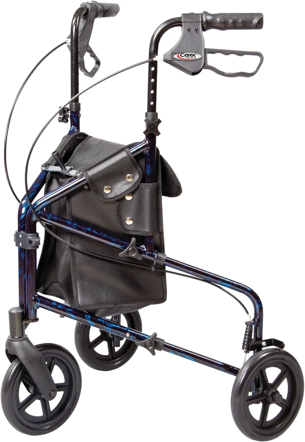 Carex 3 Wheel Walker for Seniors, Foldable, Rollator Walker with Three Wheels, Trio Walker with Height Adjustable Handles