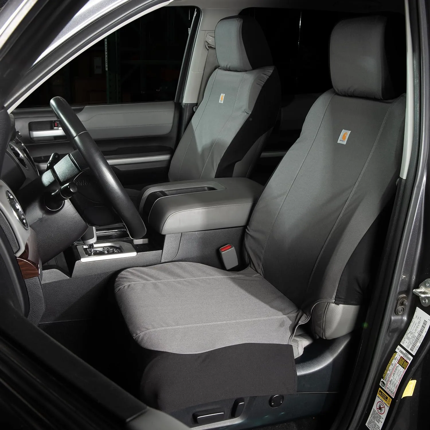 Carhartt Universal Nylon Duck Canvas Fitted Bucket Seat Covers, Durable Seat Protection with Rain Defender, One Size, Gravel