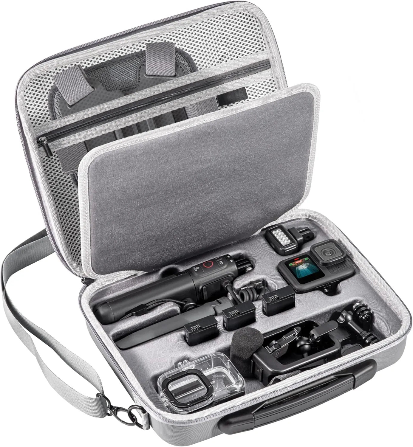 Carry Case for GoPro Hero 13/12/11/10/9/8/7 Cameras Carrying bag Accessories Double Layer Travel Storage for DJI Osmo Action 5 pro 4 3 Compatible with Chest Mount, Media Mod, Volta