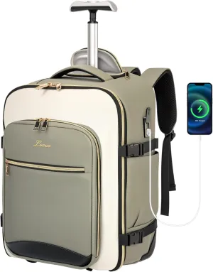 Carry On Backpack with Wheels for Adults, Airline Approved Rolling Backpack for Women, Foldable Bottom Travel Laptop Backpack