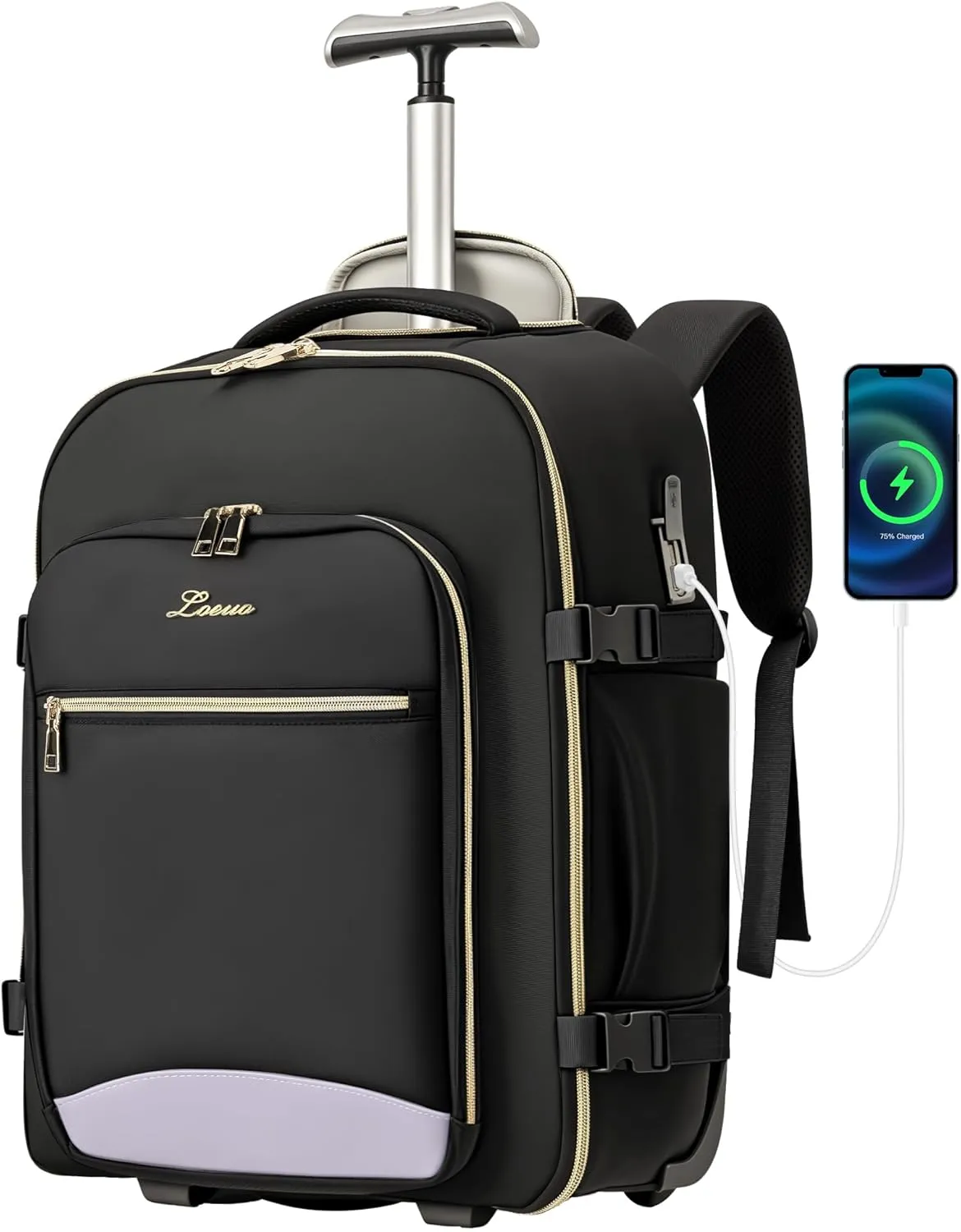 Carry On Backpack with Wheels for Adults, Airline Approved Rolling Backpack for Women, Foldable Bottom Travel Laptop Backpack