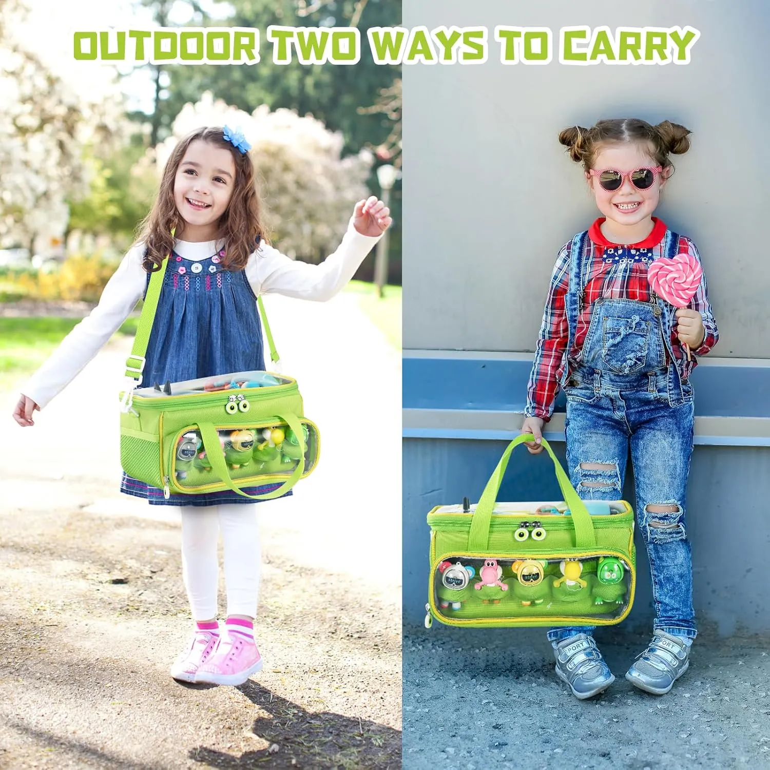 Carrying Case for Toniebox, Storage Carrier Bag for Tonie Characters with Shoulder Strap and Handle, Home Outdoor Hand Bag for Tonies Audio Player and Dolls (Green)