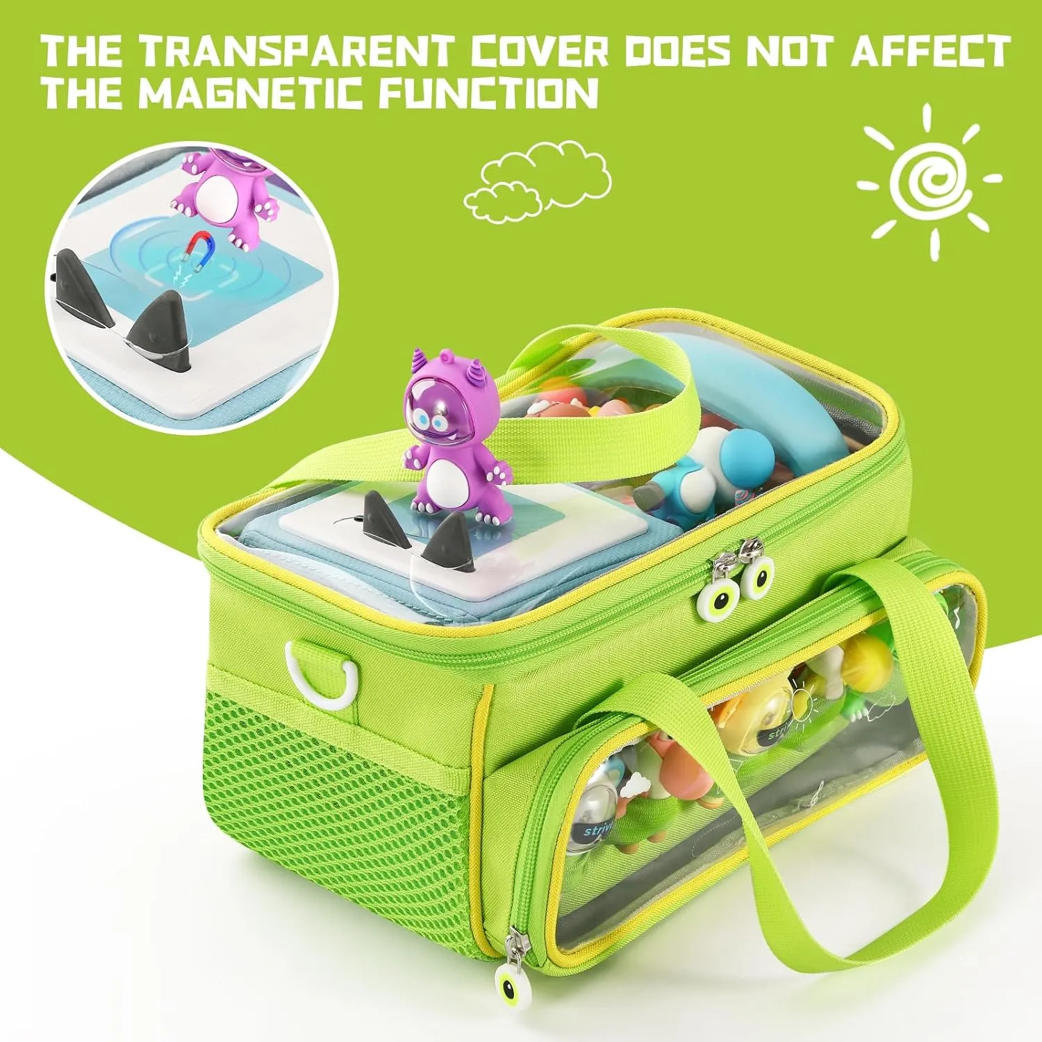 Carrying Case for Toniebox, Storage Carrier Bag for Tonie Characters with Shoulder Strap and Handle, Home Outdoor Hand Bag for Tonies Audio Player and Dolls (Green)