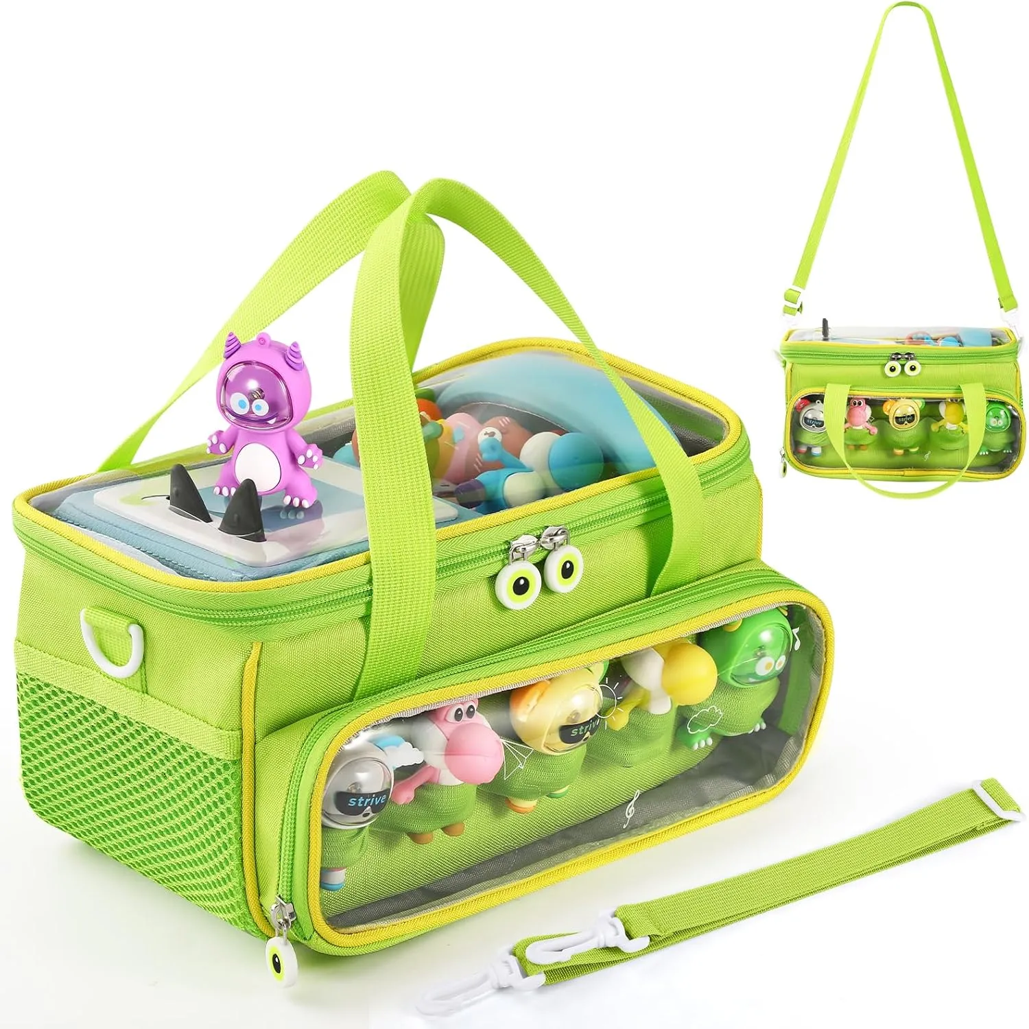 Carrying Case for Toniebox, Storage Carrier Bag for Tonie Characters with Shoulder Strap and Handle, Home Outdoor Hand Bag for Tonies Audio Player and Dolls (Green)